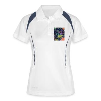 Espace Hippie Chat - Polo respirant Femme - blanc/marine - Devant