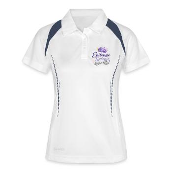 Cuillère pour l’épilepsie : conception de cerveau et de cuillère - Polo respirant Femme - blanc/marine - Devant