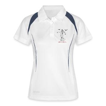 Ich halte die Stellung Lustiges Shirt  - Frauen Polo atmungsaktiv - Weiß/Navy - Vorne
