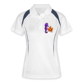 L’amitié de l’hippocampe rencontre le poisson rouge - Polo respirant Femme - blanc/marine - Devant