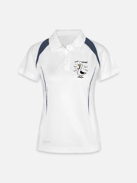 Humour Maman - Design Goéland "Maman ! Maman !" - Polo respirant Femme - blanc/marine
