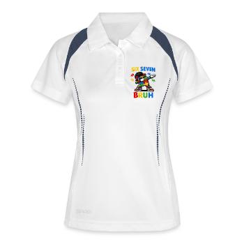 Frère qui dit drôle, rétro vintage Jeunesse, langage de la - Polo respirant Femme - blanc/marine - Devant