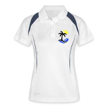 Palme Strand Ozean - Frauen Polo atmungsaktiv - Weiß/Navy - Vorne