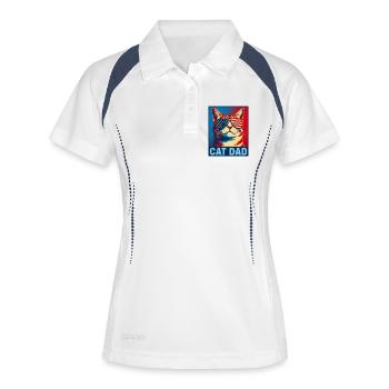 Papa chat patriote – Papa chat drôle pour - Polo respirant Femme - blanc/marine - Devant