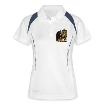 L’artiste du trait de patte - Chat peintre - Polo respirant Femme - blanc/marine - Devant
