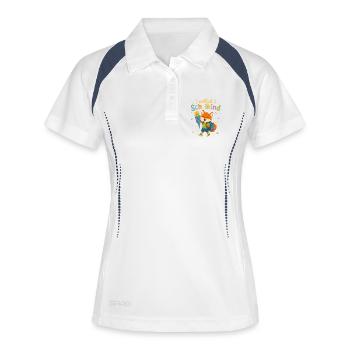 Endlich Schulkind Fuchs mit Zuckertüte - Frauen Polo atmungsaktiv - Weiß/Navy - Vorne