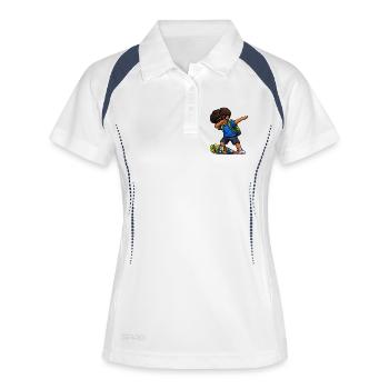 Dabbing ABC-Schütze Afro - Frauen Polo atmungsaktiv - Weiß/Navy - Vorne