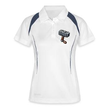 Mjölnir Runenhammer Grafik - Frauen Polo atmungsaktiv - Weiß/Navy - Vorne