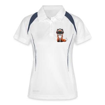 Fuchs VR Gamer Virtual Reality Comic Cool - Frauen Polo atmungsaktiv - Weiß/Navy - Vorne