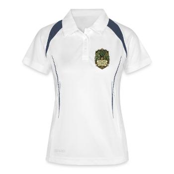 Indoor Jungle Society – Zimmerpflanzen Club - Frauen Polo atmungsaktiv - Weiß/Navy - Vorne