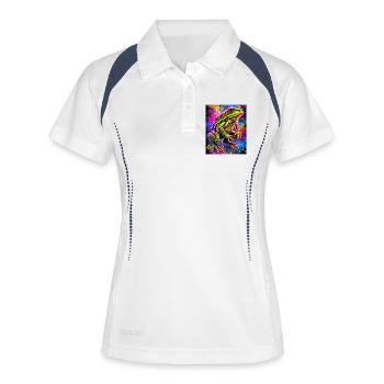 Frosch - Frauen Polo atmungsaktiv - Weiß/Navy - Vorne