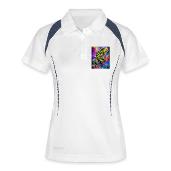Frosch - Frauen Polo atmungsaktiv - Weiß/Navy - Vorne