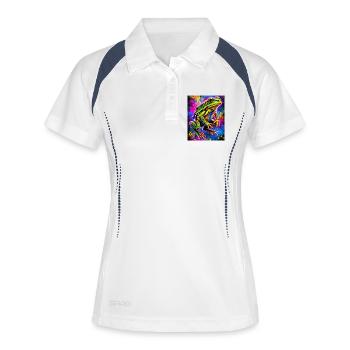grenouille - Polo respirant Femme - blanc/marine - Devant