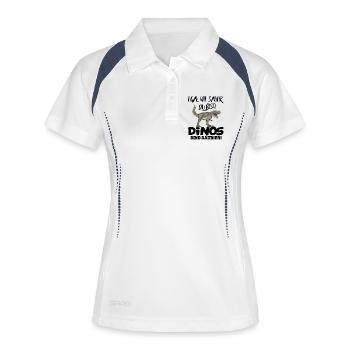 Dinosaurier Egal wie sauer du bist Dino Sprüche - Frauen Polo atmungsaktiv - Weiß/Navy - Vorne