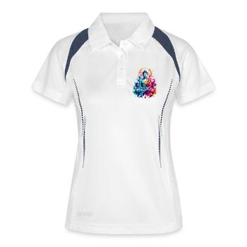 Buddha Meditation Color Splash - Frauen Polo atmungsaktiv - Weiß/Navy - Vorne