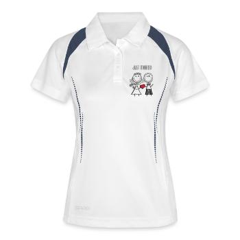 Just Married Brautpaar - Hochzeit - Geschenk - Frauen Polo atmungsaktiv - Weiß/Navy - Vorne