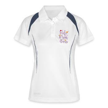 femme mère patron - Polo respirant Femme - blanc/marine - Devant