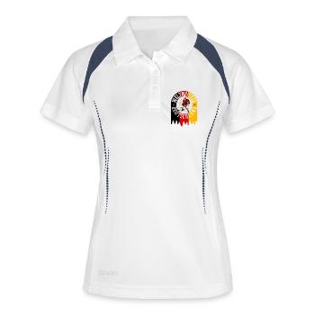 Weltmeister Deutschland - Frauen Polo atmungsaktiv - Weiß/Navy - Vorne