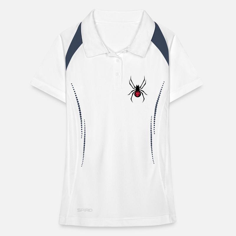 Une araignée noire avec le crâne rouge Polo respirant Femme
