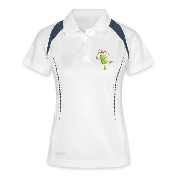 Karneval Frosch - Frauen Polo atmungsaktiv - Weiß/Navy - Vorne