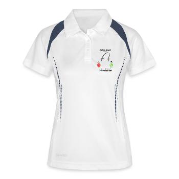 Meine Angel ruft an... - Frauen Polo atmungsaktiv - Weiß/Navy - Vorne