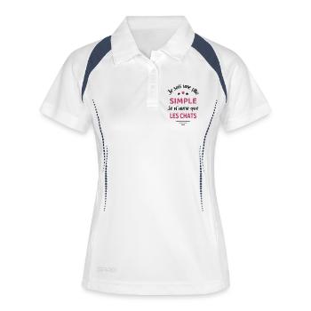 Fille simple chat humour chat - Polo respirant Femme - blanc/marine - Devant