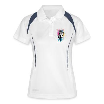 pulvérisateur de motifs de street art cool dans le style graffiti - Polo respirant Femme - blanc/marine - Devant