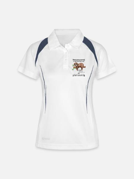 Funny Sloth Sleepyhead Office Life - Women's Polo breathable - white/navy