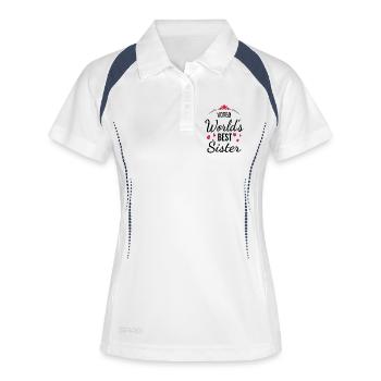 Élu meilleur design de sweat à capuche Sister au monde - Polo respirant Femme - blanc/marine - Devant