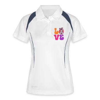Hund Schnauzer Zwergschnauzer - Frauen Polo atmungsaktiv - Weiß/Navy - Vorne