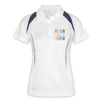 Fehler sind bunte Helfer Schriftzug mehrfarbig - Frauen Polo atmungsaktiv - Weiß/Navy - Vorne
