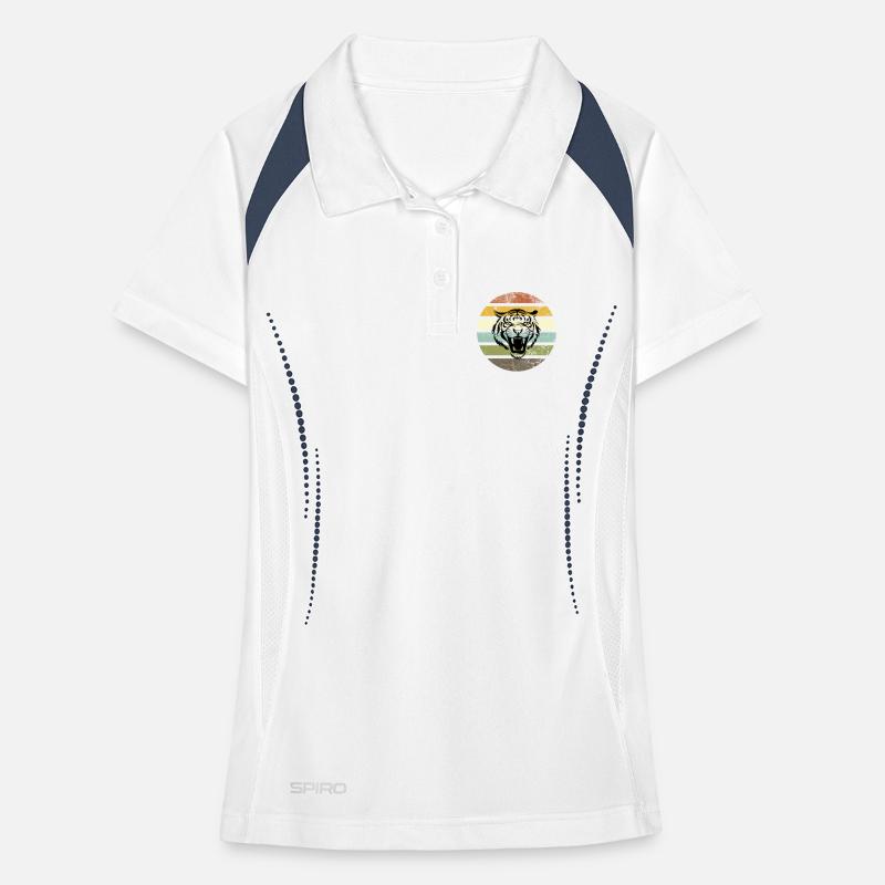 Coucher de soleil rétro Tiger Stripes Polo respirant Femme