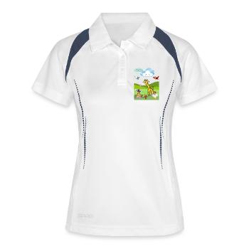 Scène d’animaux safari ludique - Polo respirant Femme - blanc/marine - Devant