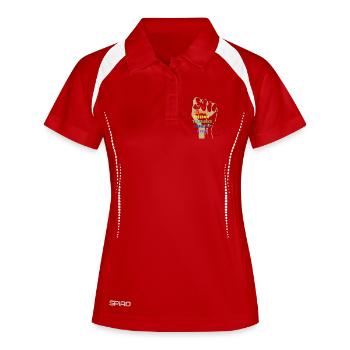 Force et respect - Polo respirant Femme - rouge/blanc - Devant