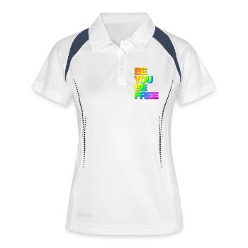 Typo Be You Be Free Diversity hf Rainbow Shadow - Frauen Polo atmungsaktiv - Weiß/Navy - Vorne
