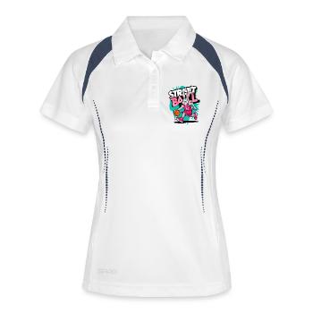 Basketball Hase - Frauen Polo atmungsaktiv - Weiß/Navy - Vorne