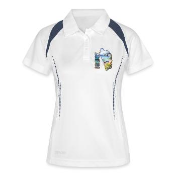 Aquarell Landkarte Dominica - Frauen Polo atmungsaktiv - Weiß/Navy - Vorne