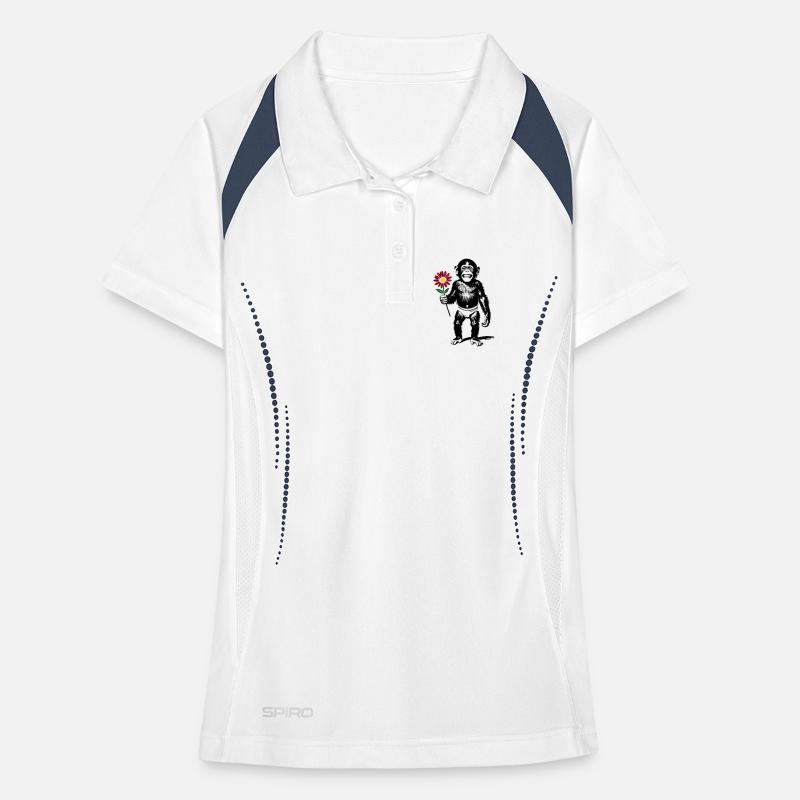 Singe avec fleur Cadeau de la Saint-Valentin Polo respirant Femme