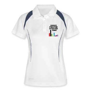 Schlechte Politik ist auch keine Lösung - Frauen Polo atmungsaktiv - Weiß/Navy - Vorne