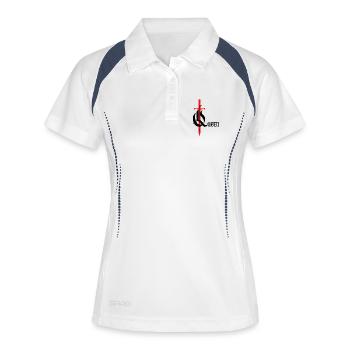Gothique Queen Design avec épée avec texte noir - Polo respirant Femme - blanc/marine - Devant