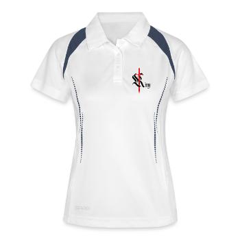 Roi gothique Design avec épée noir t - Polo respirant Femme - blanc/marine - Devant