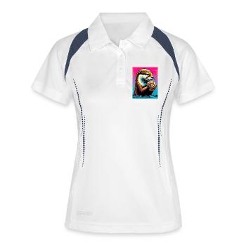 loutre - Polo respirant Femme - blanc/marine - Devant
