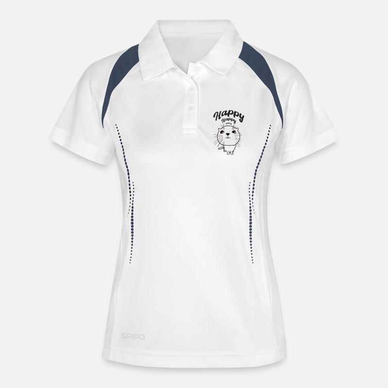 Happy Cat - Women's Polo breathable - white/navy