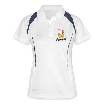 Verspieltes Huhn mit Humor - Frauen Polo atmungsaktiv - Weiß/Navy - Vorne