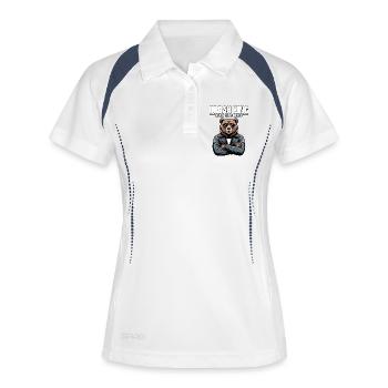 Urban King Bear Street Style - Frauen Polo atmungsaktiv - Weiß/Navy - Vorne
