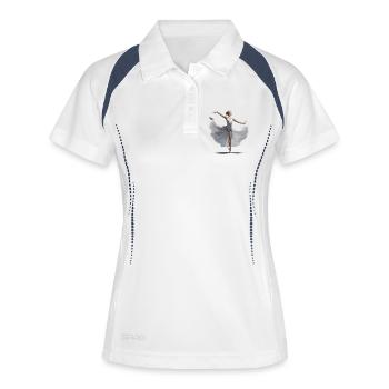Illustration élégante danseuse de ballet - Polo respirant Femme - blanc/marine - Devant