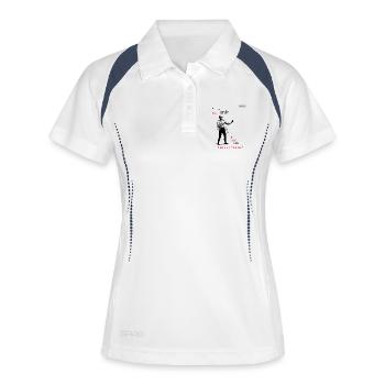 BARITONE PARODY Design 001 - Frauen Polo atmungsaktiv - Weiß/Navy - Vorne