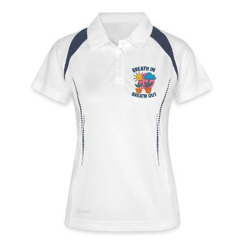 Souffle Soleil Plantes Motif - Polo respirant Femme - blanc/marine - Devant