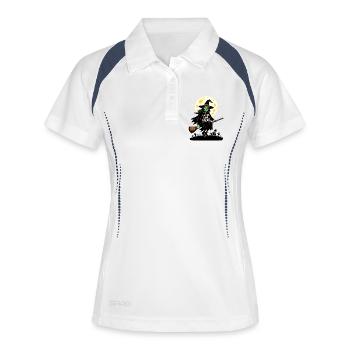 Witch Costume Halloween Carnival Creepy Broom Moon - Women's Polo breathable - white/navy - Front