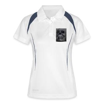 Crâne scintillant dans l’obscurité - Polo respirant Femme - blanc/marine - Devant